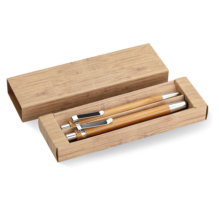 Bambusa pildspalvu komplekts BAMBOOSET ar jūsu logo