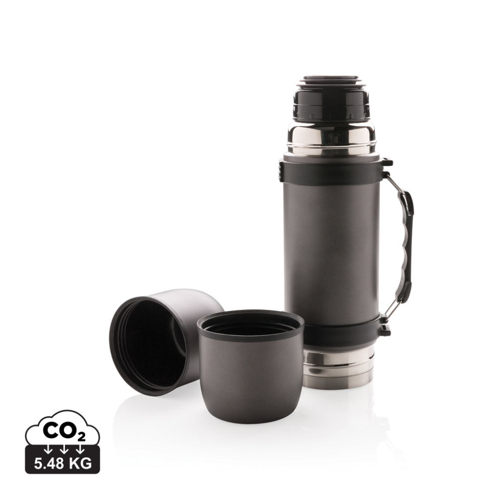 Vacuum flask Swiss Peak with 2 cups, double wall, 700 ml, with your logo
