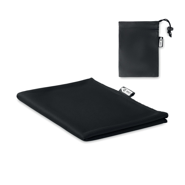 TUKO RPET sports towel with high absorbency and mesh pouch, with your logo