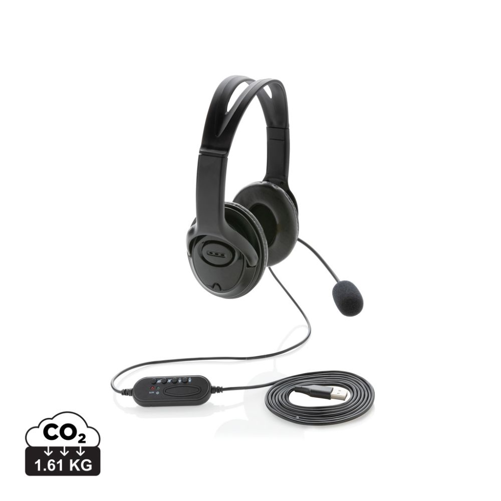 Vadu austiņas ar mikrofonu P329.15, USB savienojums, ar jūsu logo