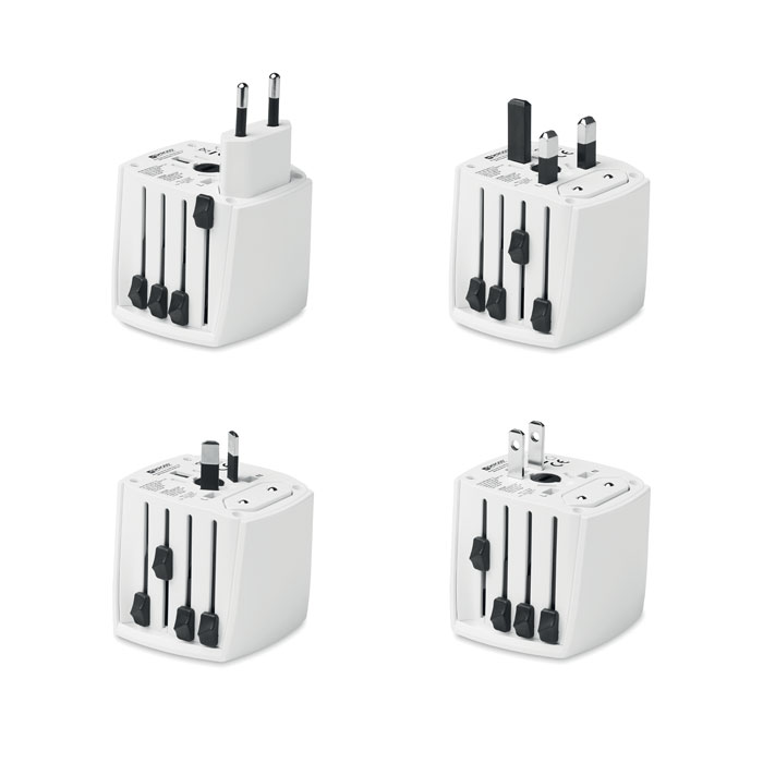 Universal travel adapter SKROSS MUV MICRO, compact 2-pole, with your logo