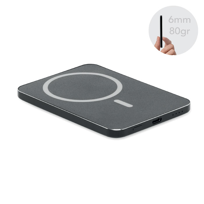 Ļoti plāna magnētiskā jaudas banka SLIMVOLT 5000 mAh ar jūsu logo
