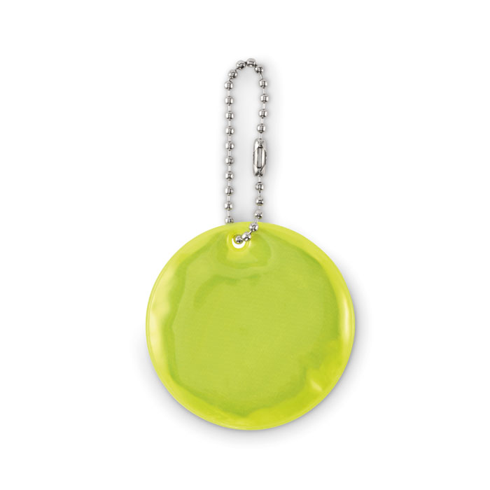 Reflective keyring GRIN, round PVC design, with your logo