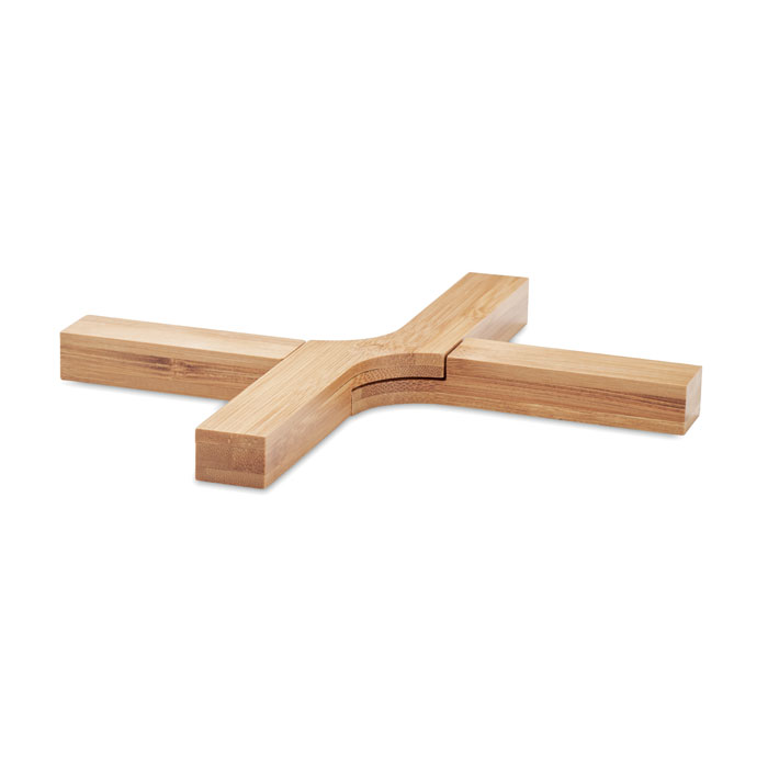 Foldable bamboo pot stand IMBA, heat-protecting trivet with your logo
