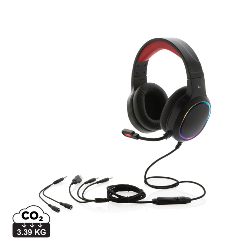 Gaming Hero RGB gaming headset with microphone and low latency mode with your logo