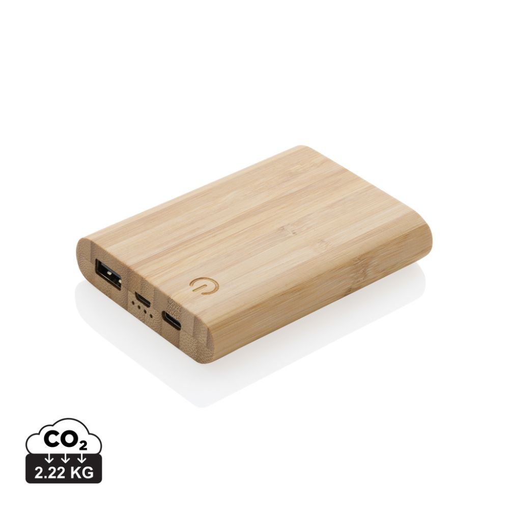 Powerbank Bamboo 5.000 mAh ar FSC® bambusa korpusu un jūsu logo