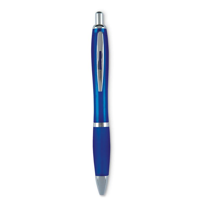 RIOCOLOUR push button ball pen in recycled ABS with soft grip, with your logo
