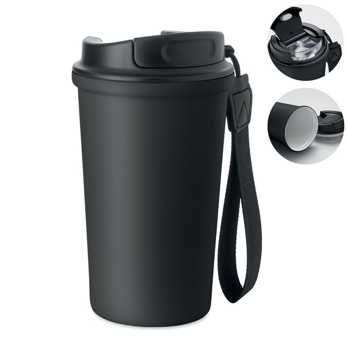 Double wall tumbler NAKANO 400 ml, recycled steel, with your logo