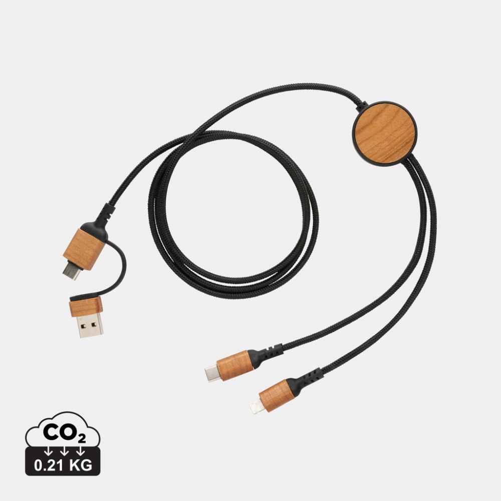 Ohio 6-in-1 multi cable made from recycled materials, 120 cm, with your logo