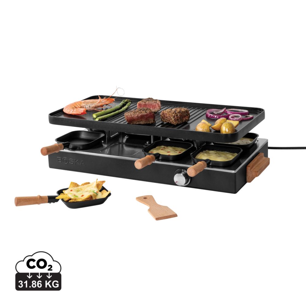 BOSKA Raclette Gourmet Party tabletop grill for 8 people, ceramic coating, with your logo