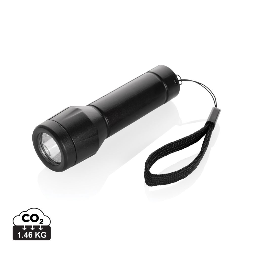 Uzlādējams lukturītis Flara no pārstrādāta ABS ar USB-C ar jūsu logo