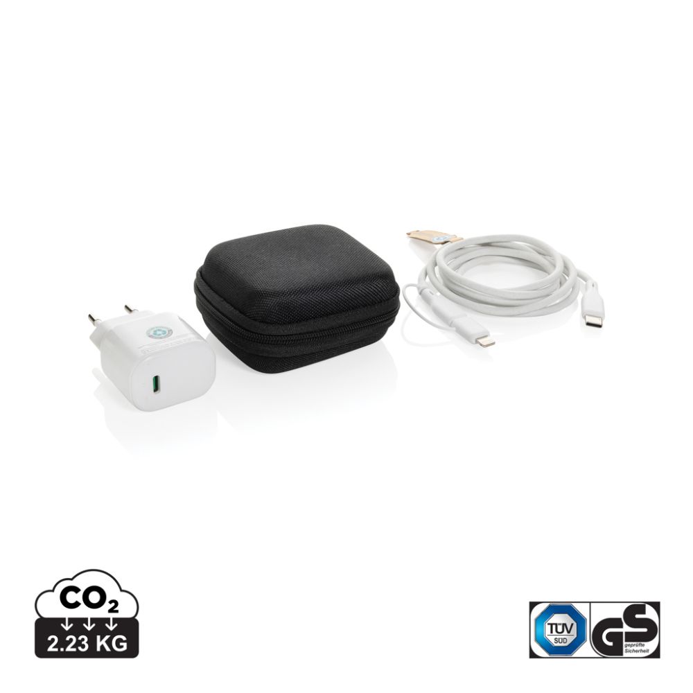 Uzlādes komplekts Boost 20 W USB C no pārstrādātiem materiāliem ar jūsu logo