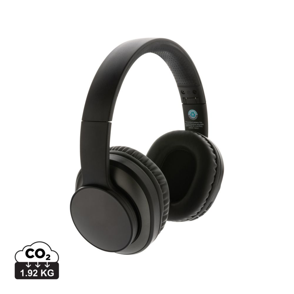Terra wireless headphones in recycled aluminium, foldable, with your logo