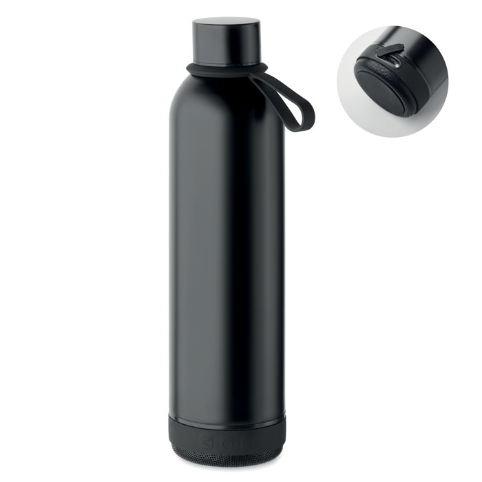 Insulated bottle MUSEY 500 ml with detachable wireless speaker and your logo