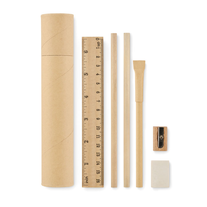Paper Tube Stationery Set MEJU with 2 Pencils and Pen, with your logo