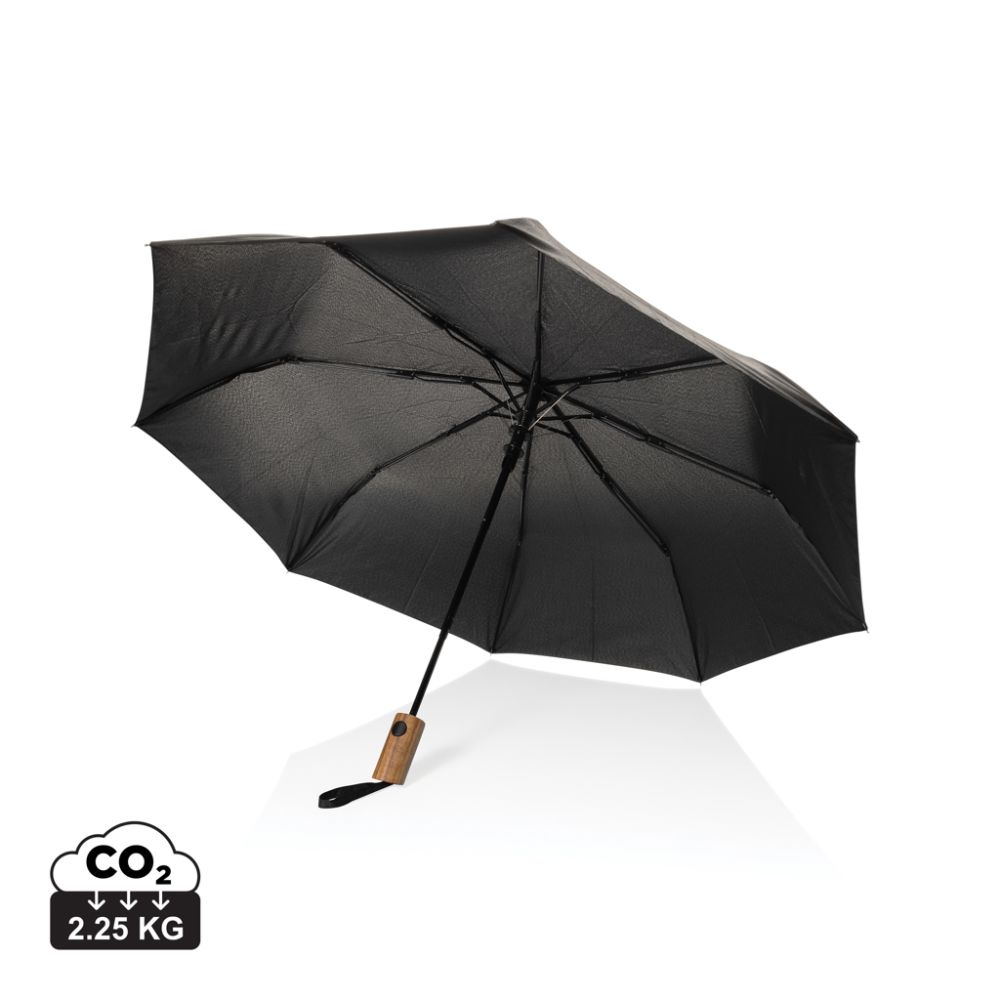 Mini umbrella Kaycey 21" AWARE™ RPET with acacia wood handle and your logo