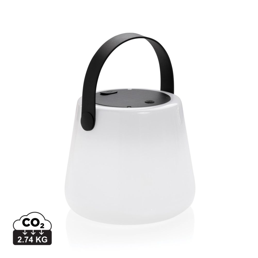 Saules enerģijas galda lampa SolarGlow no pārstrādāta ABS, uzlādējama ar USB, ar jūsu logo