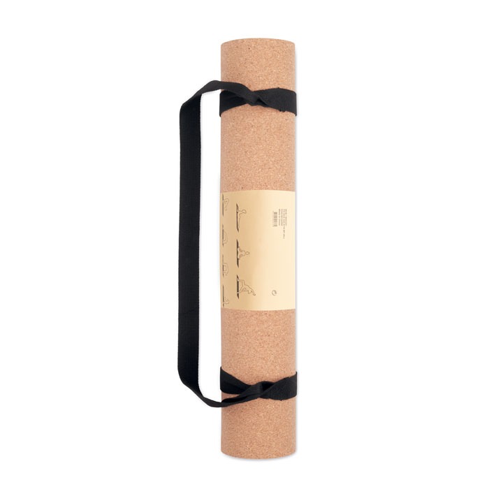Cork yoga mat SAVASANA with cotton strap, with your logo