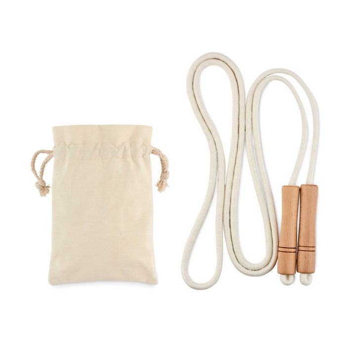 Cotton skipping rope JUMP with wooden handles with your logo