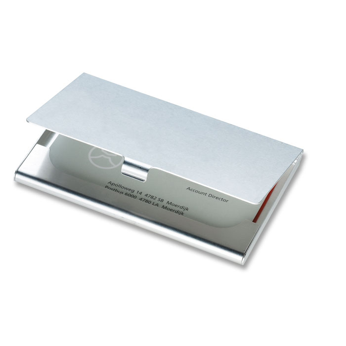 Aluminium business card holder EPSOM, slim 5.5 mm case, with your logo