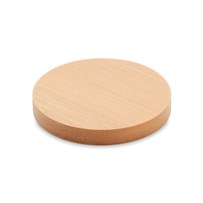Bamboo bottle opener and coaster DAKAI, round 7.8 cm, with your logo