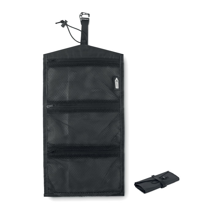 TRAVELI cable organiser roll bag in 210D rPET with 3 zips, with your logo
