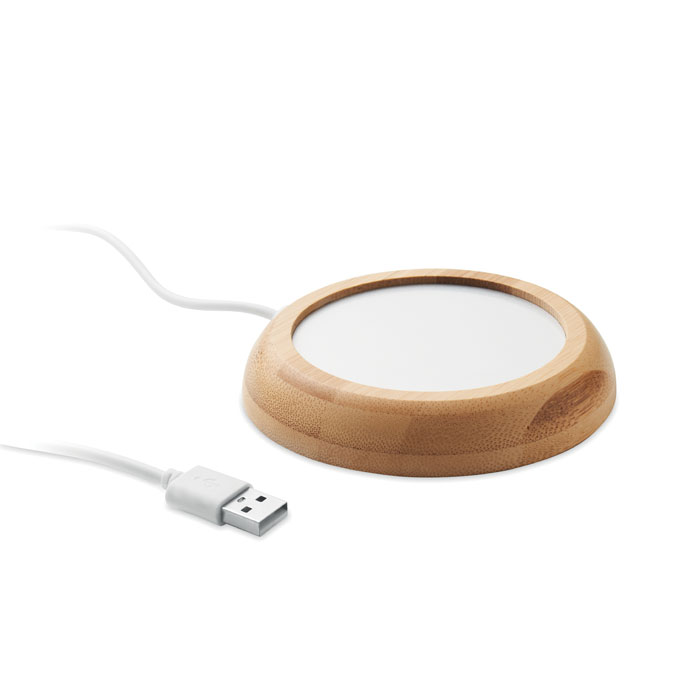 Bamboo mug warmer MUGLET with USB cable, with your logo