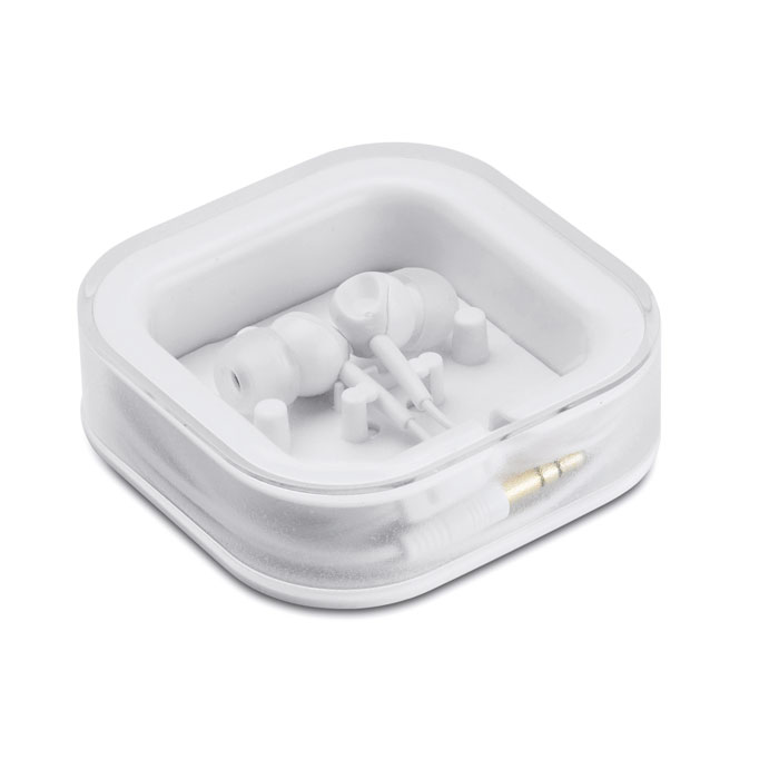 MUSISOFT wired earphones with silicone tips and storage box, with your logo