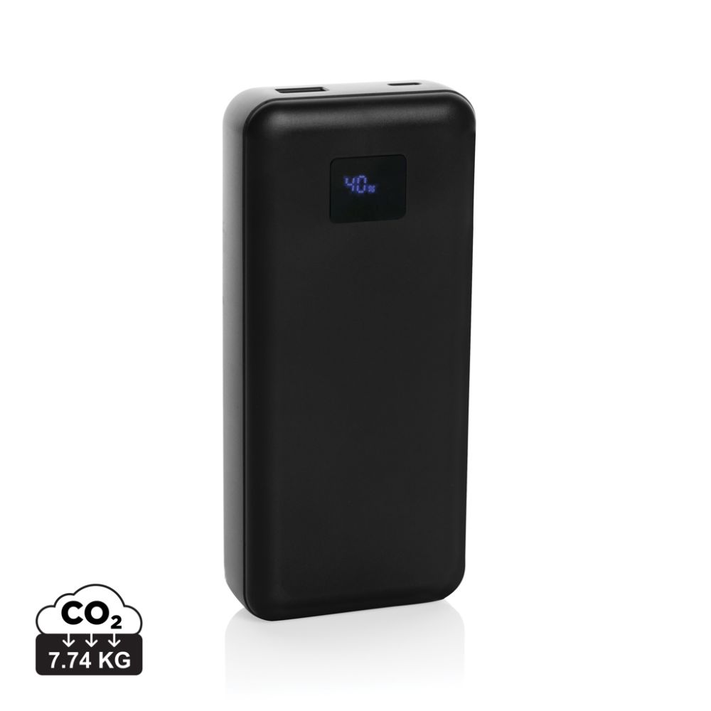 Ārējais akumulators Gridley 20 000 mAh ar 65 W izvadi klēpjdatoram ar jūsu logo