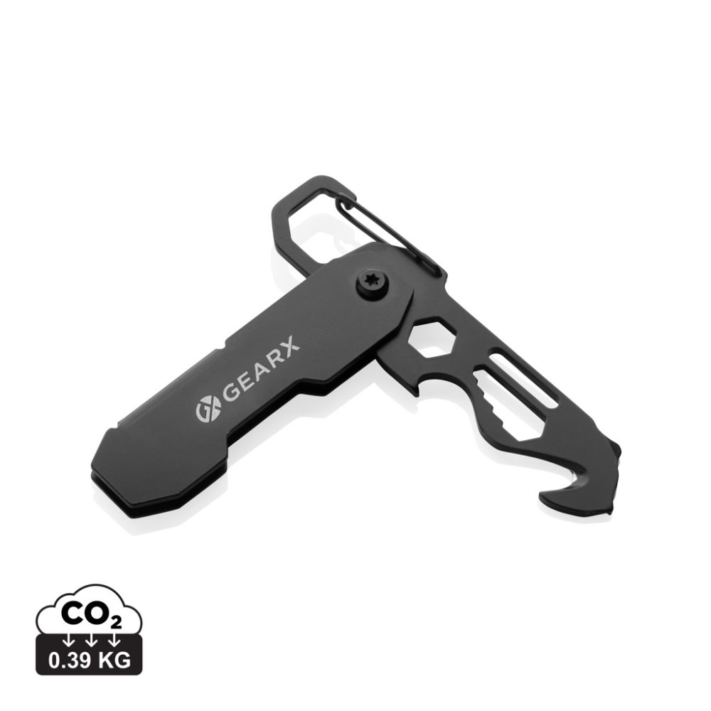 Salokāms EDC daudzfunkciju instruments Gear X ar karabīni un ar jūsu logo