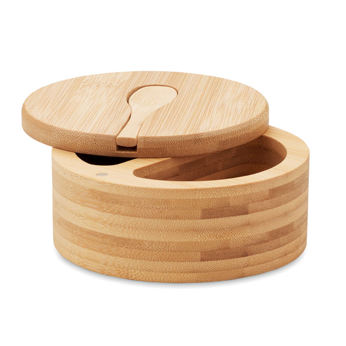 Bamboo salt and pepper box S&P with two compartments with your logo