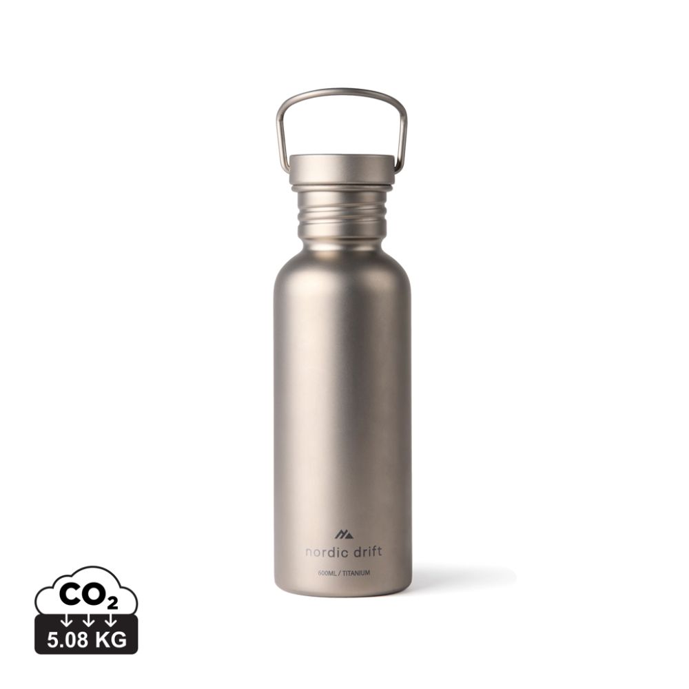 Titanium Water Bottle Nordic Drift Trail Ultra Light 600 ml, rustproof, with your logo