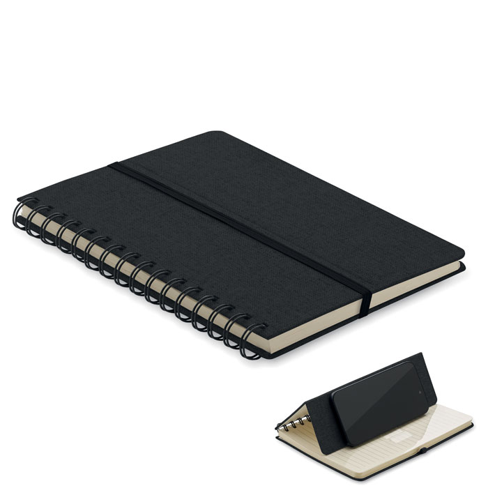 A5 notebook STRATA with phone stand cover and recycled paper, with your logo