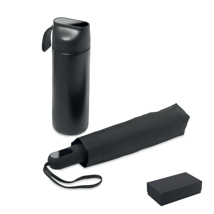 HITHERE gift set with insulated bottle and windproof umbrella, with your logo
