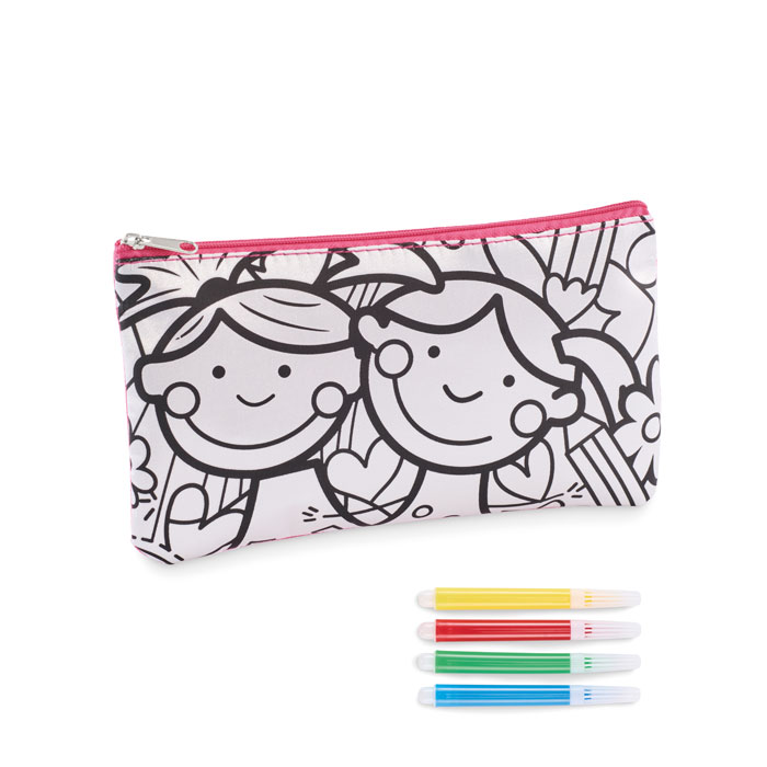 Colouring pencil case KIDDO with 4 markers and your logo
