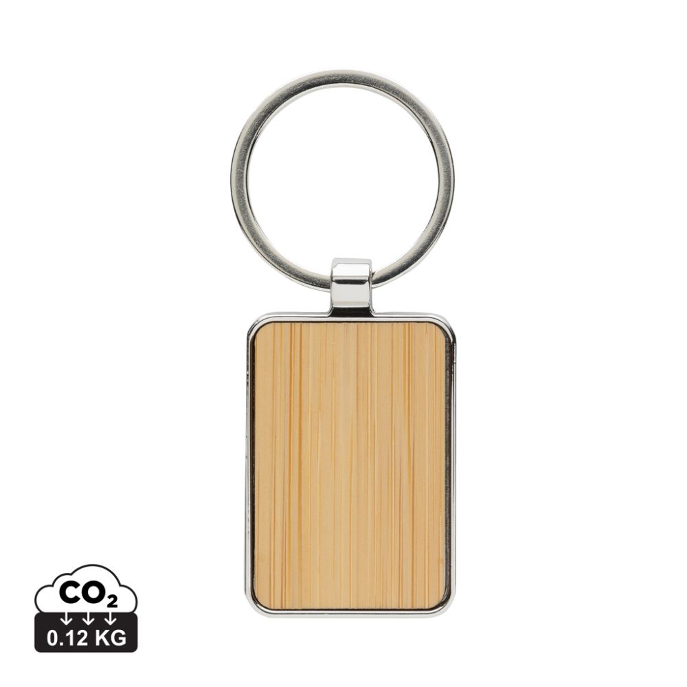 Keyring P191.68 in recycled zinc alloy and bamboo with your logo