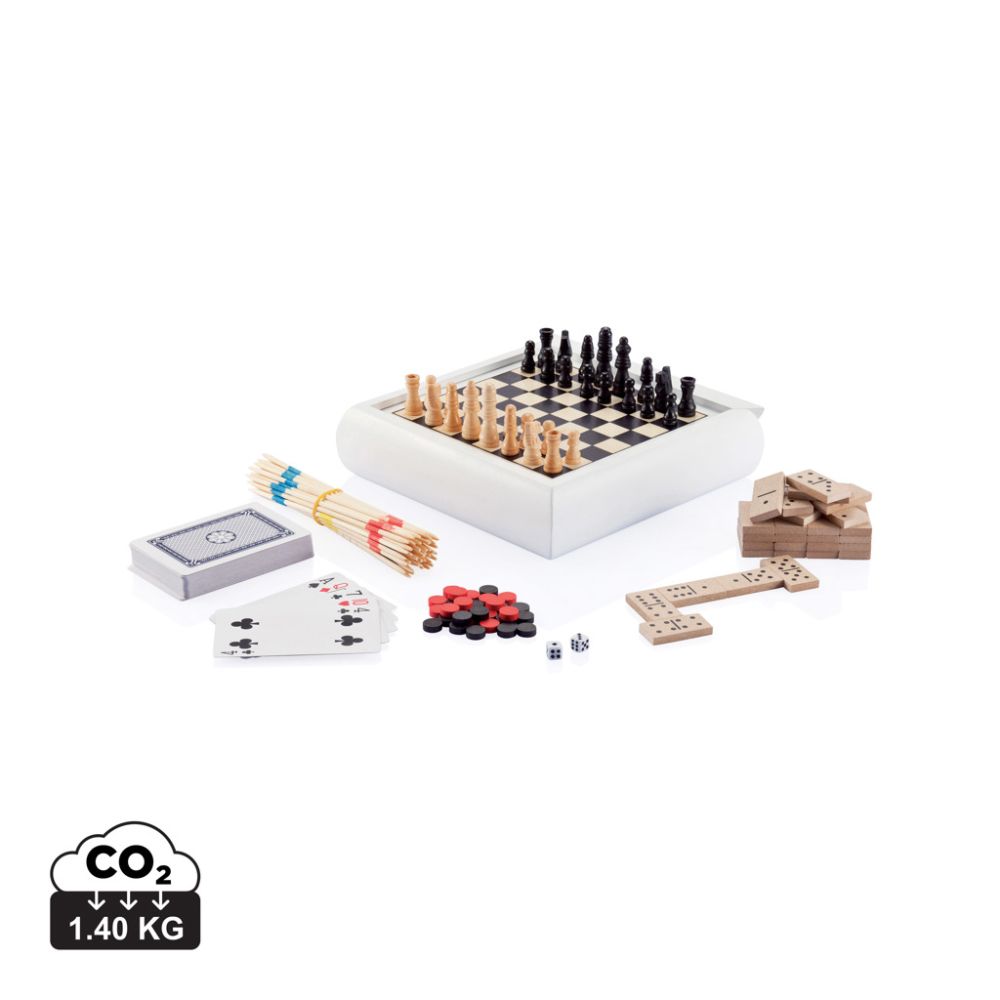 Galda spēļu komplekts 5 in 1 no FSC® koka ar jūsu logo