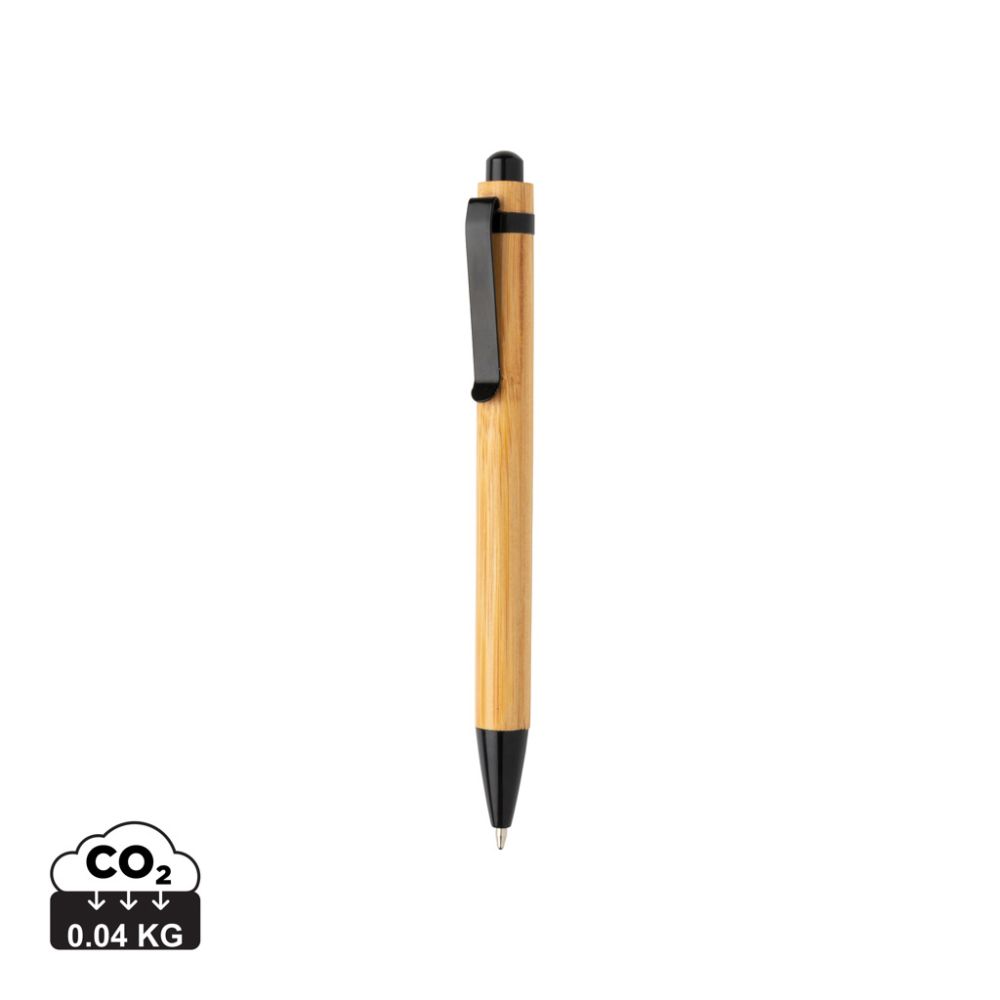 Lodīšu pildspalva Bamboo pen no bambusa ar metāla gredzenu un jūsu logo