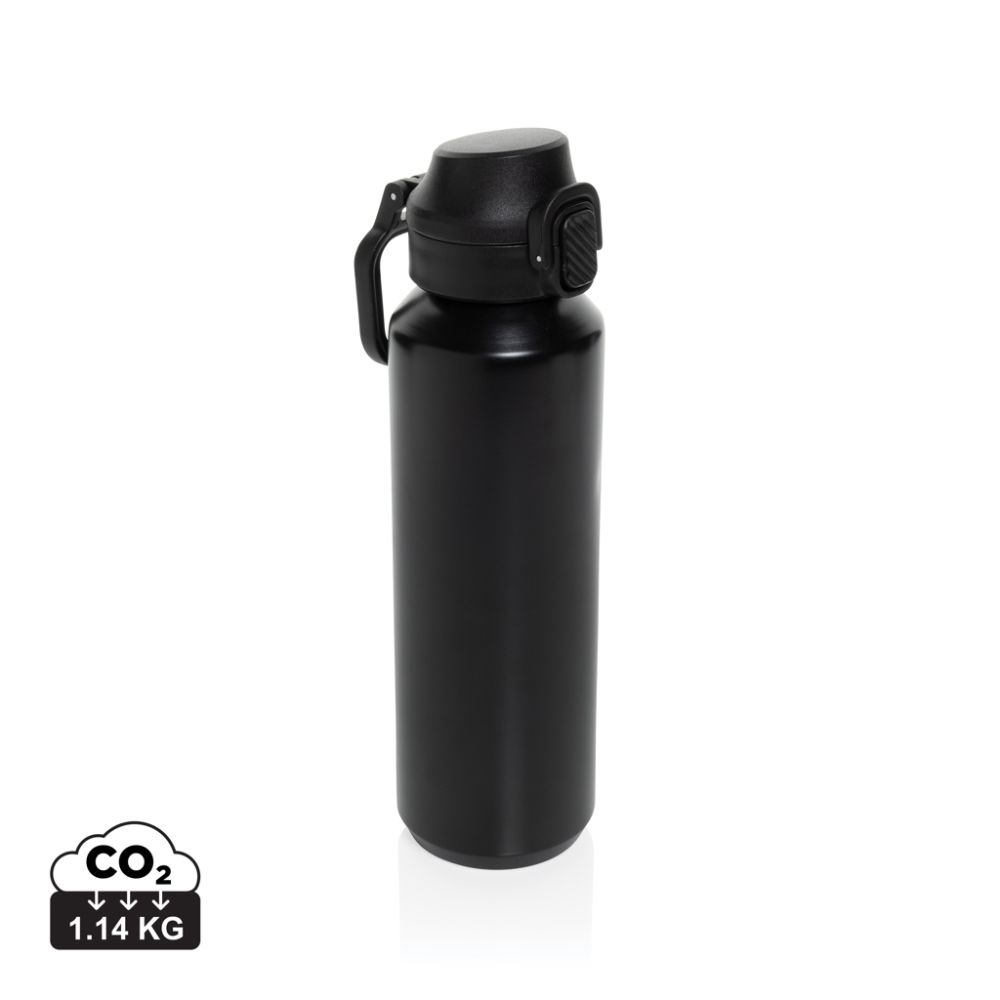 Via RCS recycled steel sport bottle 600 ml, lockable lid, with your logo