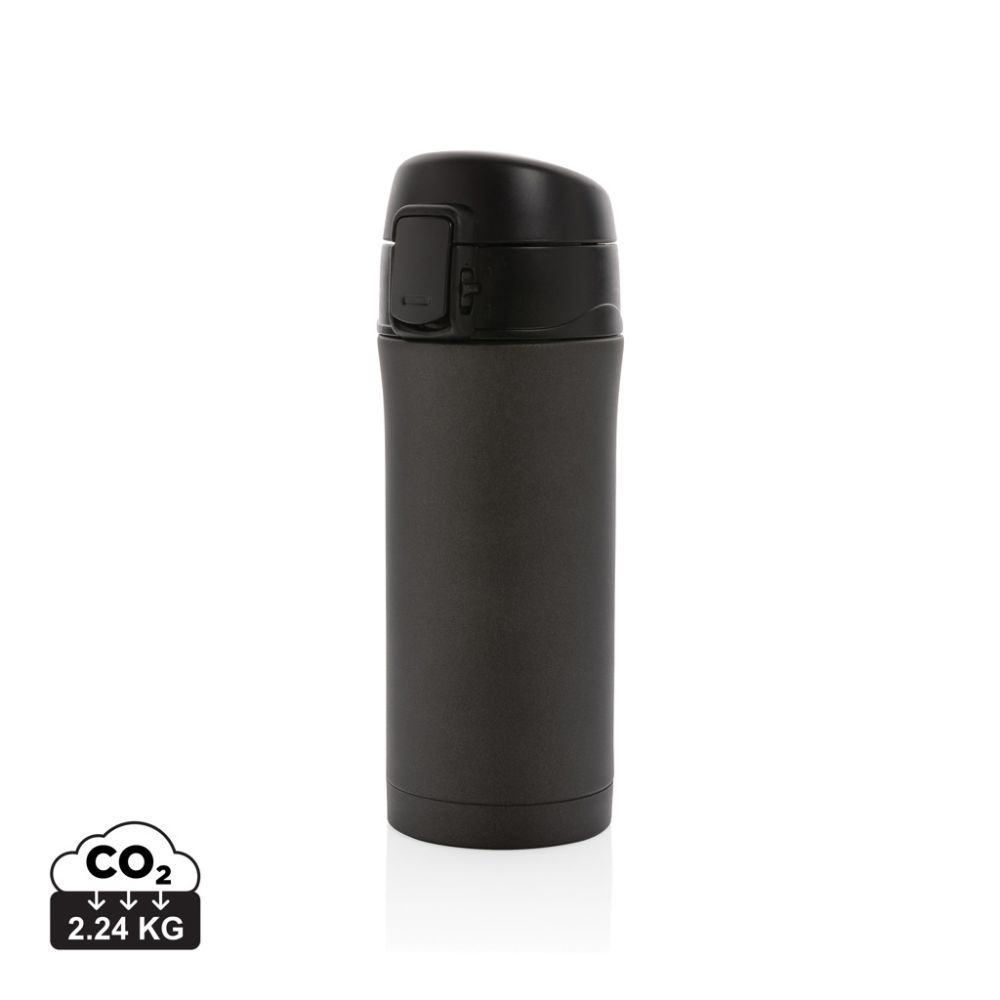 Vacuum mug Easy Lock 300 ml with lockable lid and metallic finish, with your logo