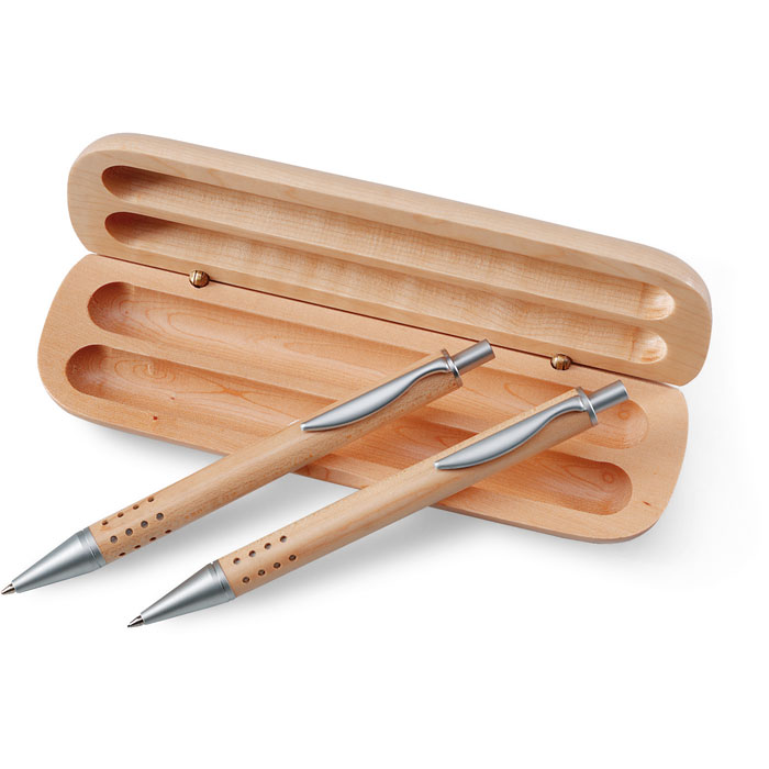 DEMOIN pen and mechanical pencil gift set in wooden box with your logo