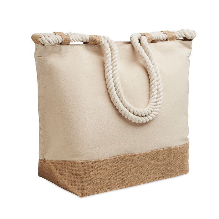 Beach bag MAKENKE made of cotton canvas and jute with your logo