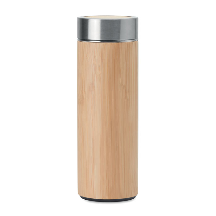 Vakuuma termosš BATUMI 400 ml ar bambusa apvalku ar jūsu logo