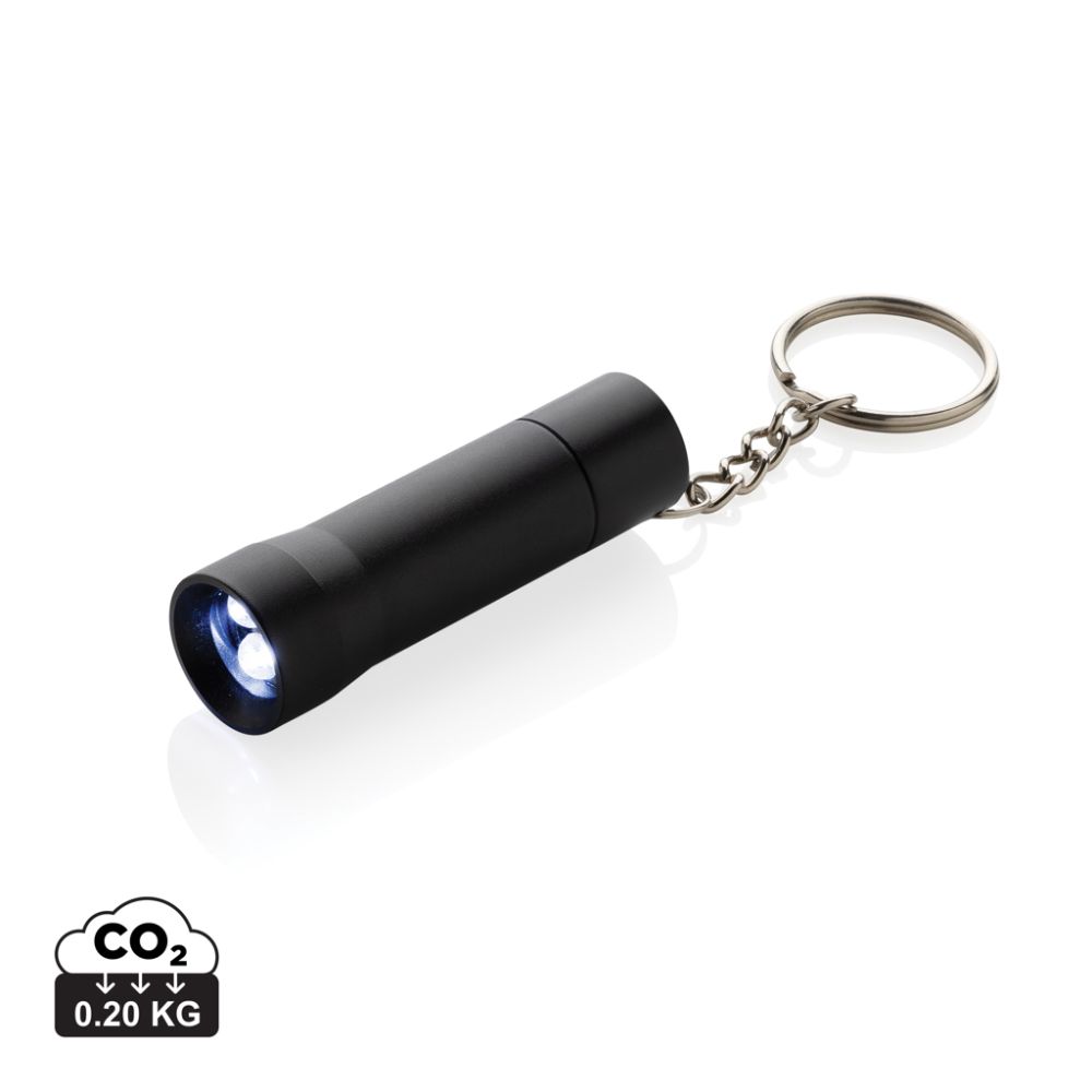 Flash RCS recycled aluminium keychain torch, 3 LED, with your logo