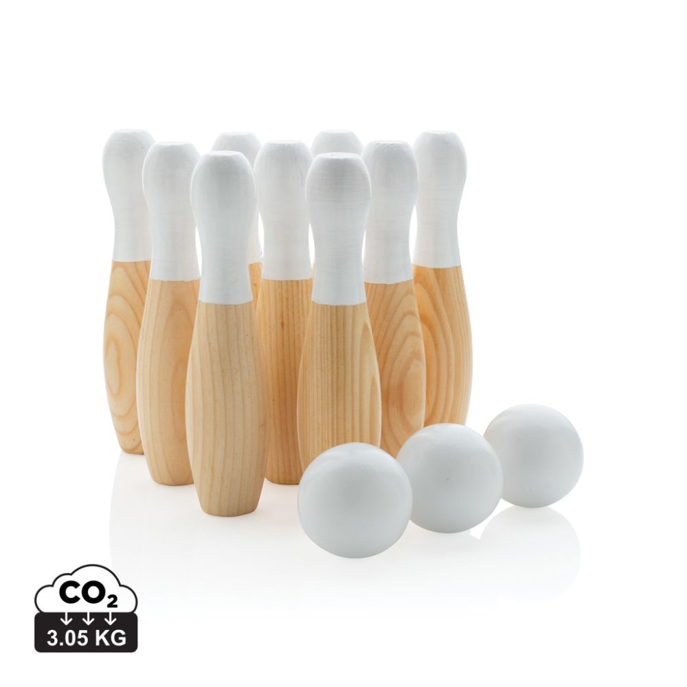 Koka kėgļu komplekts Wooden skittles set no priedes koka ar jūsu logo