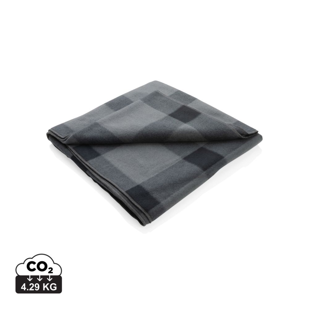 Soft plaid fleece blanket with decorative check pattern and your logo