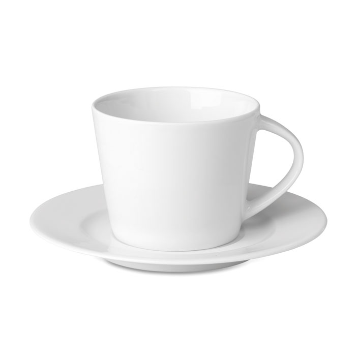 Porcelāna kapučīno tase ar apakštasīti PARIS ar jūsu logo