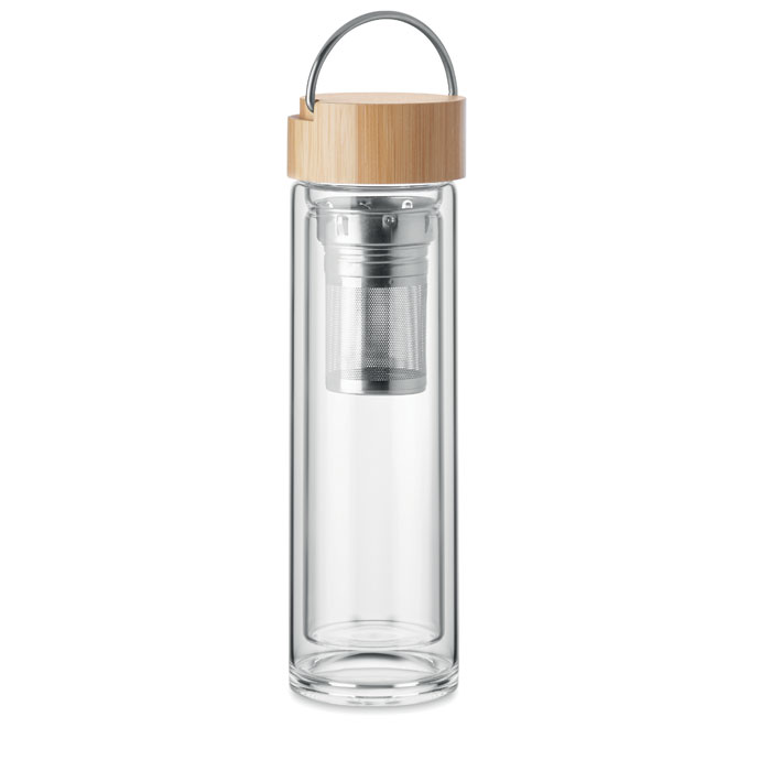 Stikla pudele BATAMI 400 ml ar dubultām sieniņām ar jūsu logo