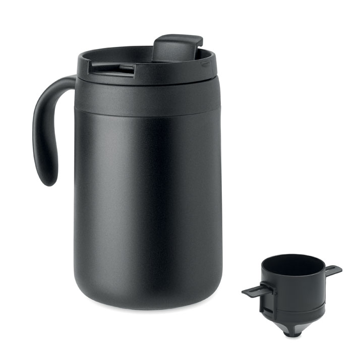Dubultsienu krūze CAFETITO ar kafijas filtru un jūsu logo