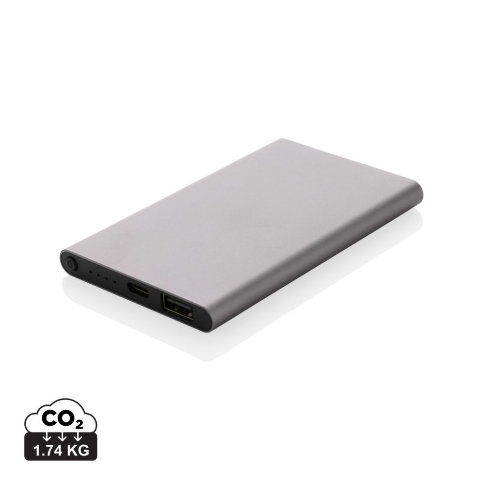 Ārējais akumulators P322.42 no pārstrādāta alumīnija un ABS 4000 mAh ar jūsu logo